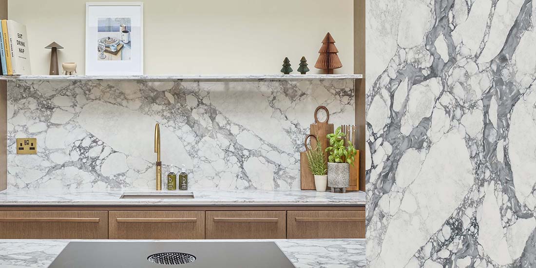 Arabescato Vagli by CRL Arabescato Vagli by CRL Quartz kitchen worktop colour with close-up surface detail