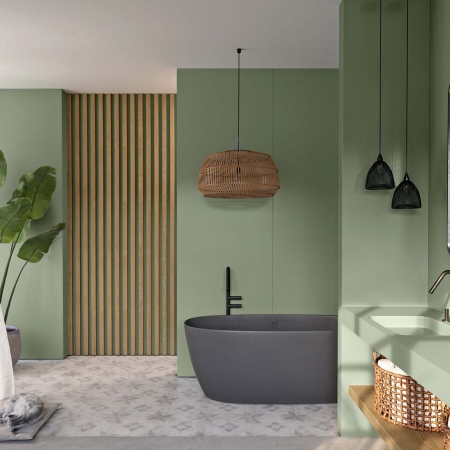 Posidonia Green by Silestone Bathroom image