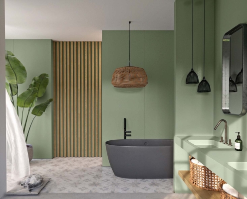 Posidonia Green by Silestone Bathroom image