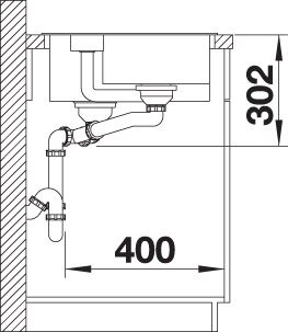 blanco inset sink unit fit dimensions (Side view)